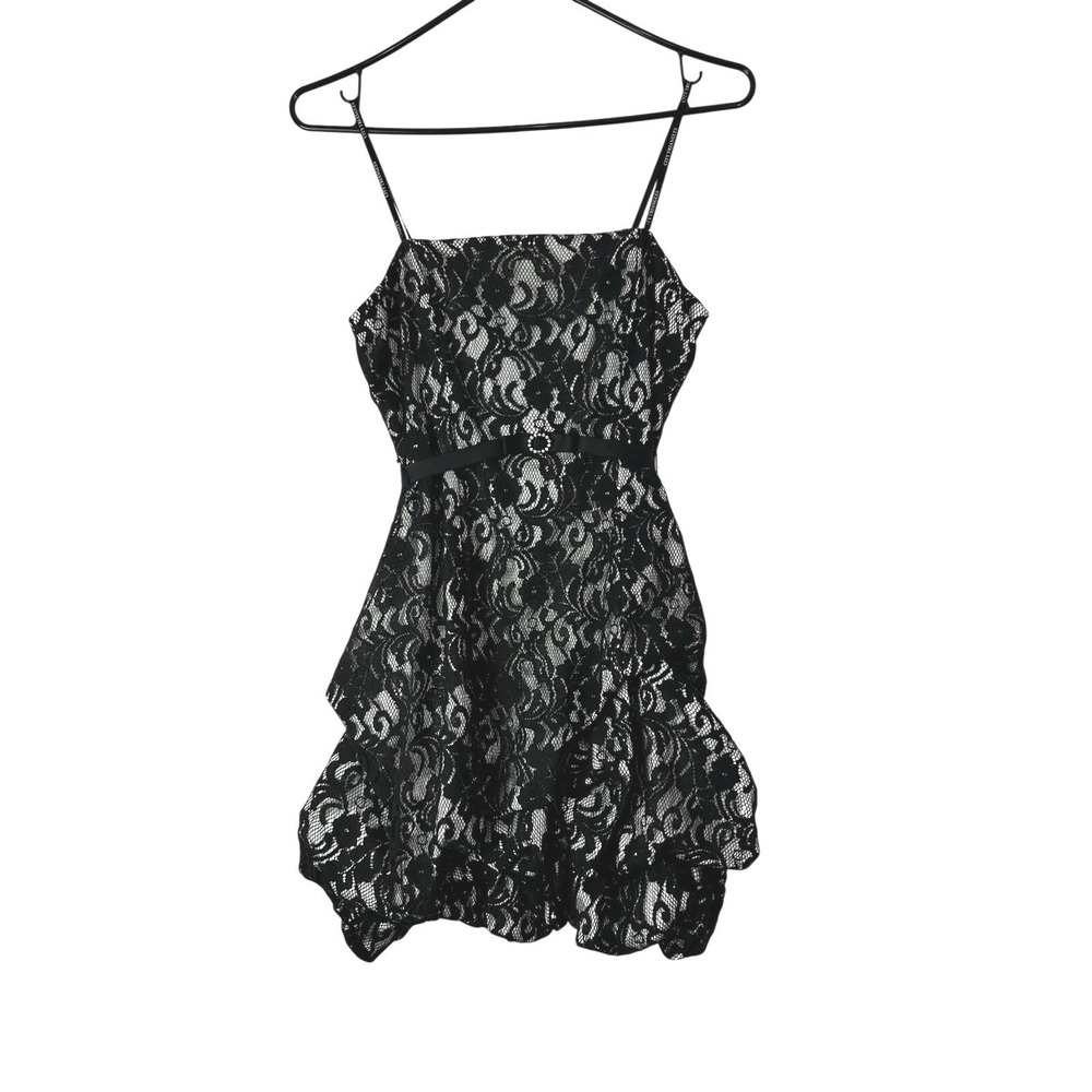 Vintage‎ City Triangles Mini Lace Dress Black Juniors Y2K Whimsigoth Halter Hoco